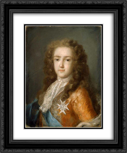 Portrait of Louis XV as Dauphin 20x24 Black Ornate Wood Framed Art Print Poster with Double Matting by Carriera, Rosalba