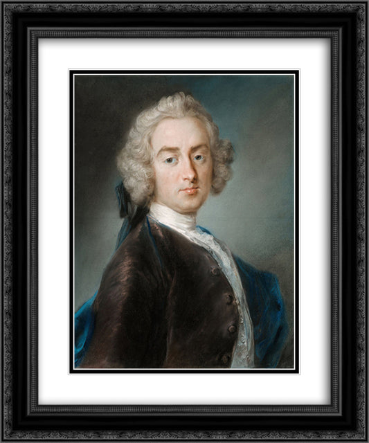 Sir James Gray, Second Baronet 20x24 Black Ornate Wood Framed Art Print Poster with Double Matting by Carriera, Rosalba