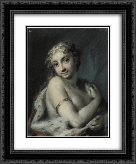 Winter 20x24 Black Ornate Wood Framed Art Print Poster with Double Matting by Carriera, Rosalba