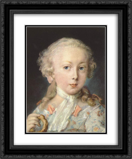 Young Child of the Le Blond Family 20x24 Black Ornate Wood Framed Art Print Poster with Double Matting by Carriera, Rosalba