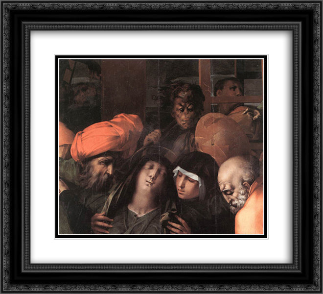 Deposition from the Cross (detail) 22x20 Black Ornate Wood Framed Art Print Poster with Double Matting by Fiorentino, Rosso