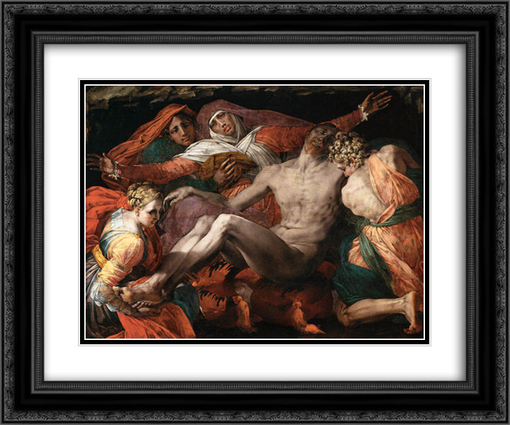 Pieta 24x20 Black Ornate Wood Framed Art Print Poster with Double Matting by Fiorentino, Rosso