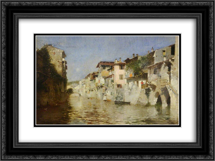 Verona, Italy 24x18 Black Ornate Wood Framed Art Print Poster with Double Matting by Santoro, Rubens