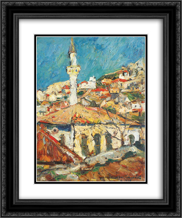 Balcic Landscape 20x24 Black Ornate Wood Framed Art Print Poster with Double Matting by Schweitzer Cumpana, Rudolf