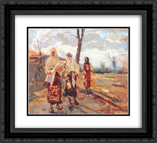 Baptism at the Countryside 22x20 Black Ornate Wood Framed Art Print Poster with Double Matting by Schweitzer Cumpana, Rudolf