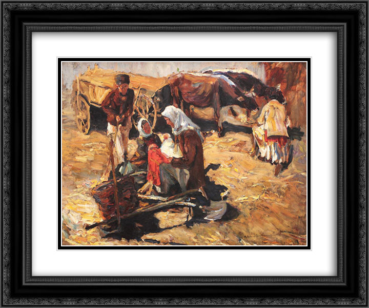 Countryside Life 24x20 Black Ornate Wood Framed Art Print Poster with Double Matting by Schweitzer Cumpana, Rudolf