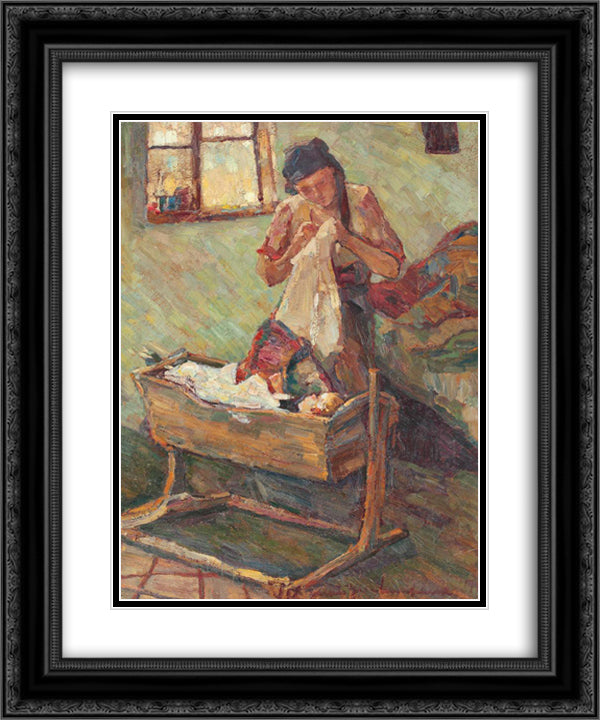 Cradle Song (Nursery Rhymes) 20x24 Black Ornate Wood Framed Art Print Poster with Double Matting by Schweitzer Cumpana, Rudolf