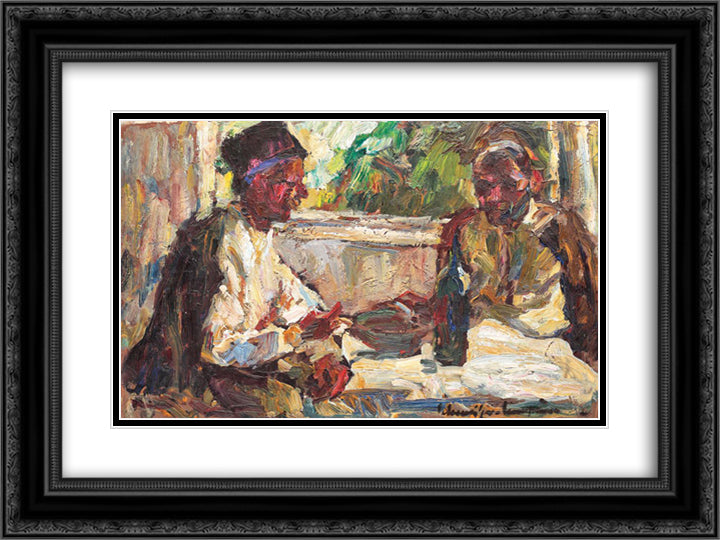 Drinking 24x18 Black Ornate Wood Framed Art Print Poster with Double Matting by Schweitzer Cumpana, Rudolf