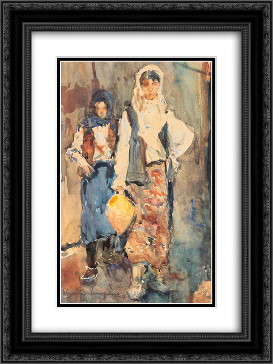 From the Well 18x24 Black Ornate Wood Framed Art Print Poster with Double Matting by Schweitzer Cumpana, Rudolf