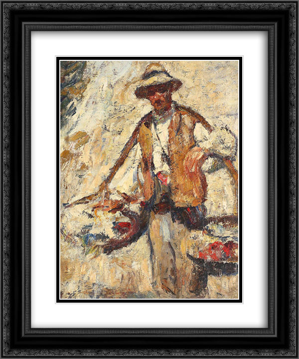 Peasant from Oltenia with Yoke 20x24 Black Ornate Wood Framed Art Print Poster with Double Matting by Schweitzer Cumpana, Rudolf