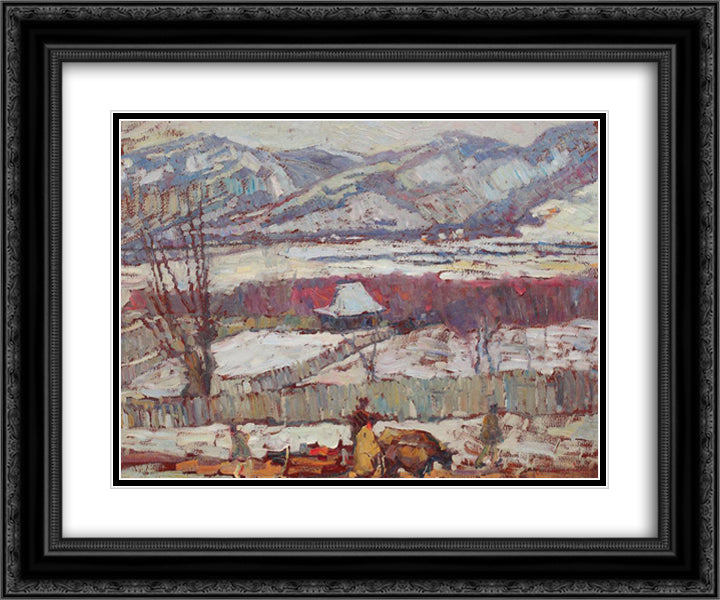 Prahova Valley Landscape 24x20 Black Ornate Wood Framed Art Print Poster with Double Matting by Schweitzer Cumpana, Rudolf