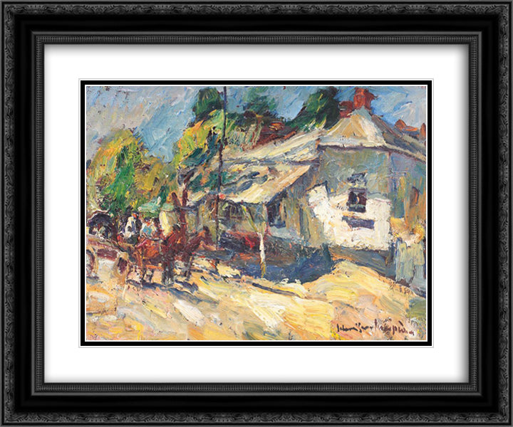 Return from Field Work 24x20 Black Ornate Wood Framed Art Print Poster with Double Matting by Schweitzer Cumpana, Rudolf