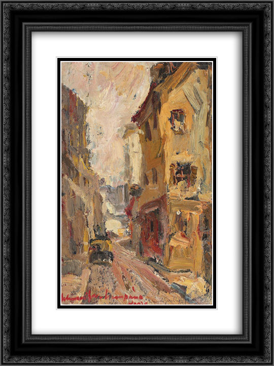 Street in Montmartre 18x24 Black Ornate Wood Framed Art Print Poster with Double Matting by Schweitzer Cumpana, Rudolf
