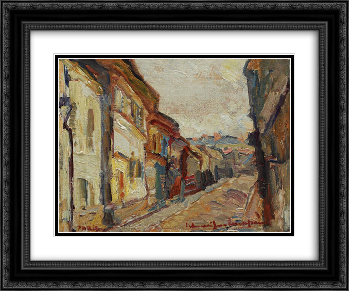 Street Towards Montmartre 24x20 Black Ornate Wood Framed Art Print Poster with Double Matting by Schweitzer Cumpana, Rudolf