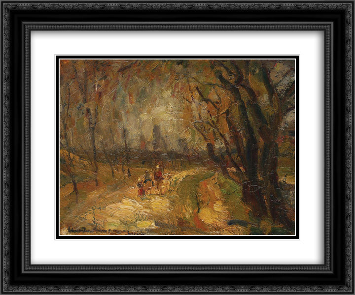 Summer Path 24x20 Black Ornate Wood Framed Art Print Poster with Double Matting by Schweitzer Cumpana, Rudolf