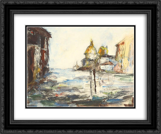 Venice - Santa Maria della Salute 24x20 Black Ornate Wood Framed Art Print Poster with Double Matting by Schweitzer Cumpana, Rudolf