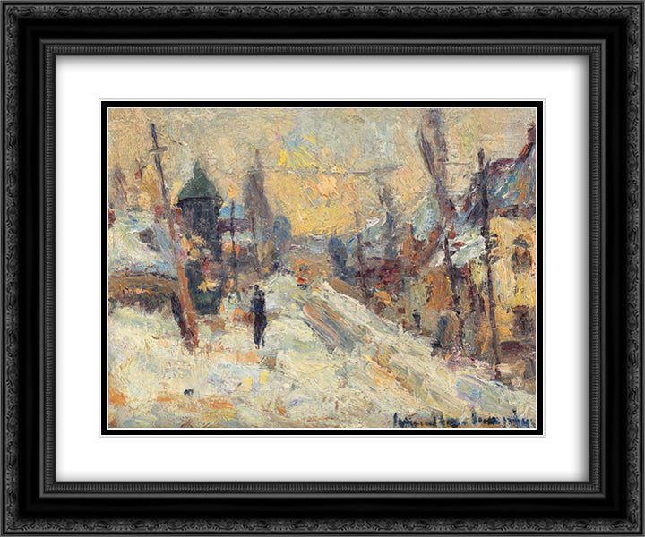 Winter Landscape 24x20 Black Ornate Wood Framed Art Print Poster with Double Matting by Schweitzer Cumpana, Rudolf