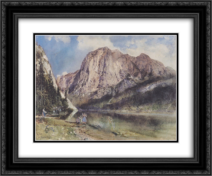 Altausseersee with Trisselwand 24x20 Black Ornate Wood Framed Art Print Poster with Double Matting by Alt, Rudolf von