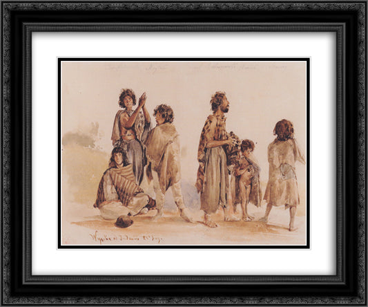 Galician gypsies 24x20 Black Ornate Wood Framed Art Print Poster with Double Matting by Alt, Rudolf von