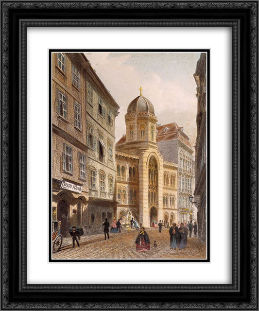 Holy Trinity Greek Church, Vienna 20x24 Black Ornate Wood Framed Art Print Poster with Double Matting by Alt, Rudolf von