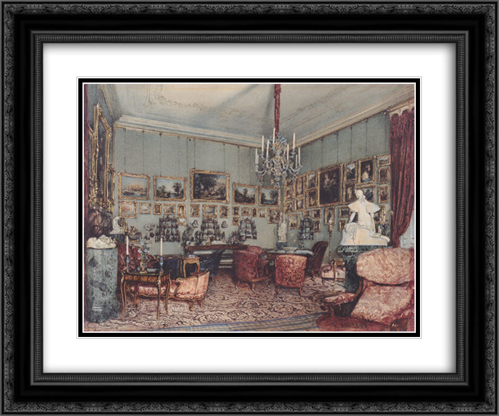 Interior in Palace Windischgratz in the race in Vienna 24x20 Black Ornate Wood Framed Art Print Poster with Double Matting by Alt, Rudolf von
