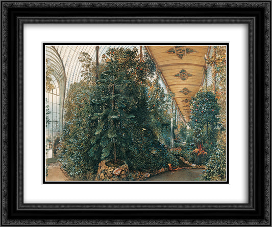 Interior view of the Palm House of Lednice Castle 24x20 Black Ornate Wood Framed Art Print Poster with Double Matting by Alt, Rudolf von