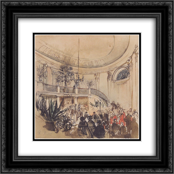 Mortuary in a palace 20x20 Black Ornate Wood Framed Art Print Poster with Double Matting by Alt, Rudolf von