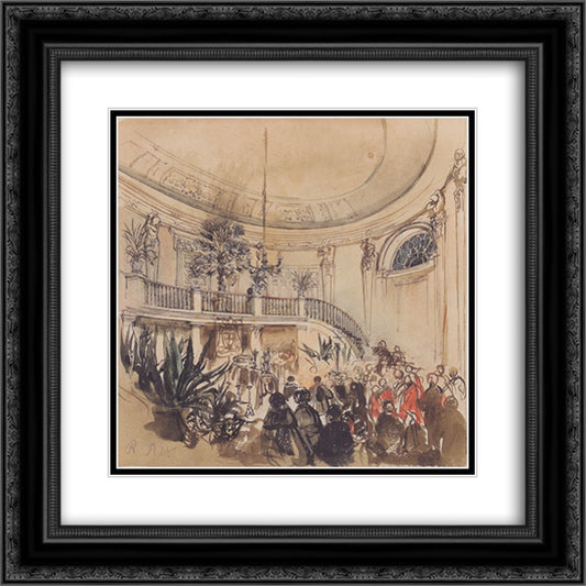 Mortuary in a palace 20x20 Black Ornate Wood Framed Art Print Poster with Double Matting by Alt, Rudolf von