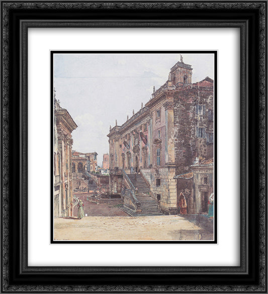 The Capitol in Rome 20x22 Black Ornate Wood Framed Art Print Poster with Double Matting by Alt, Rudolf von