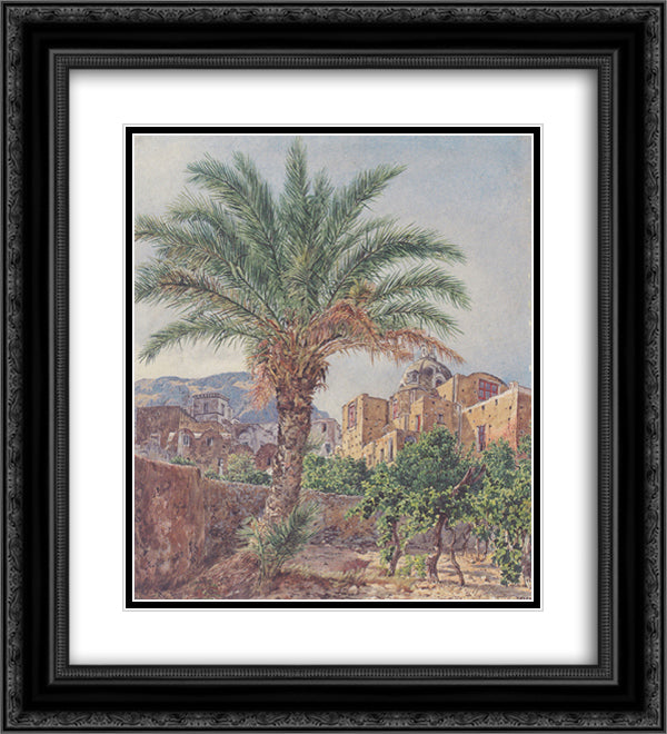 The Cathedral of Capri 20x22 Black Ornate Wood Framed Art Print Poster with Double Matting by Alt, Rudolf von