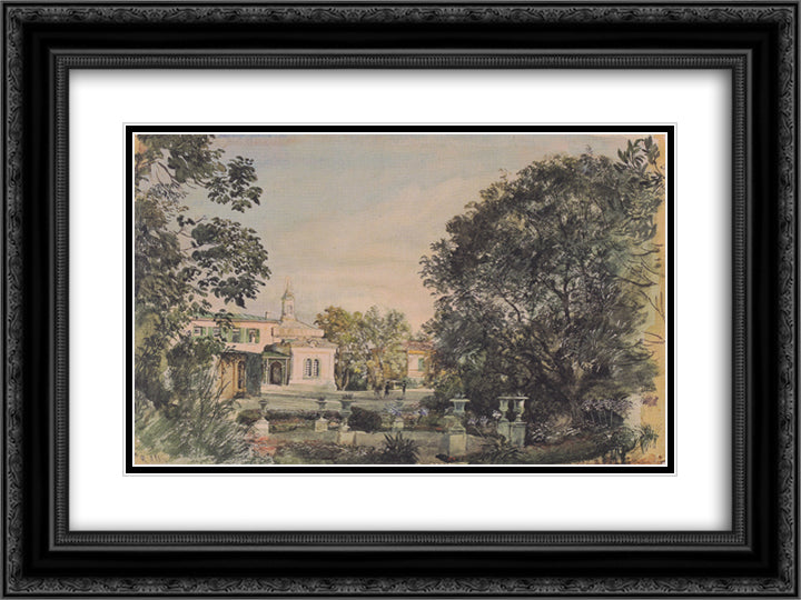 The Imperial Palace Livadia in the Crimea 24x18 Black Ornate Wood Framed Art Print Poster with Double Matting by Alt, Rudolf von