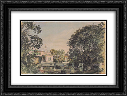 The Imperial Palace Livadia in the Crimea 24x18 Black Ornate Wood Framed Art Print Poster with Double Matting by Alt, Rudolf von