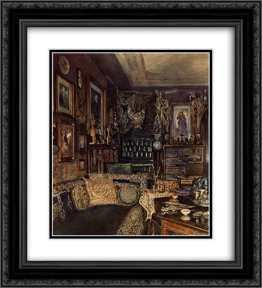The Office of Count Lanckoronski, Vienna 20x22 Black Ornate Wood Framed Art Print Poster with Double Matting by Alt, Rudolf von