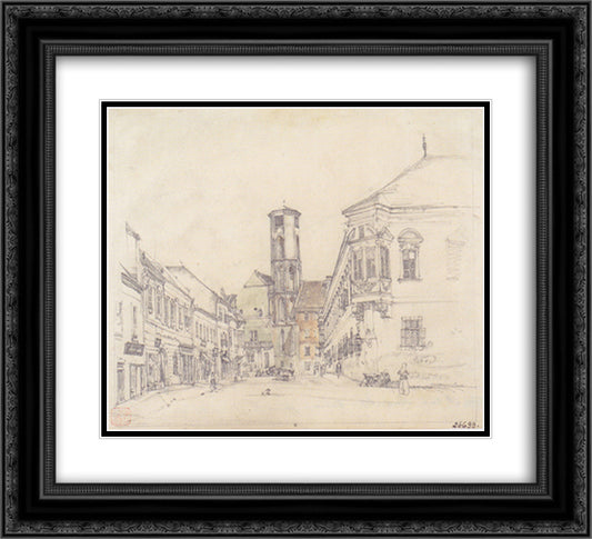 The parish church in Ofen 22x20 Black Ornate Wood Framed Art Print Poster with Double Matting by Alt, Rudolf von