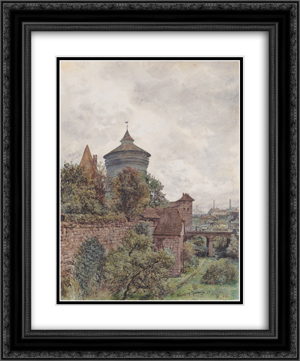 The Spittler in Nuremberg 20x24 Black Ornate Wood Framed Art Print Poster with Double Matting by Alt, Rudolf von