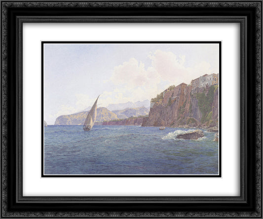 Torquato Tassos Vaterhaus in Sorrent bei Neapel 24x20 Black Ornate Wood Framed Art Print Poster with Double Matting by Alt, Rudolf von