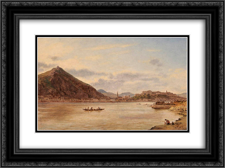 View from Buda Ferencaros 24x18 Black Ornate Wood Framed Art Print Poster with Double Matting by Alt, Rudolf von