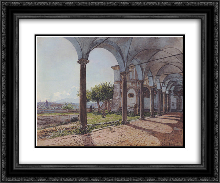 View from the Monastery of Sant 'Onofrio in Rome 24x20 Black Ornate Wood Framed Art Print Poster with Double Matting by Alt, Rudolf von