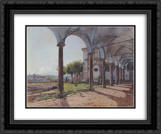 View from the Monastery of Sant 'Onofrio in Rome 24x20 Black Ornate Wood Framed Art Print Poster with Double Matting by Alt, Rudolf von