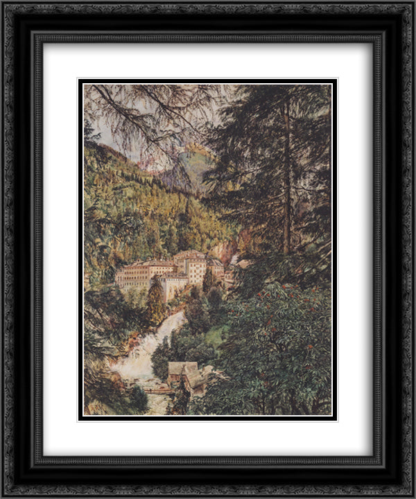 View of Bad Gastein 20x24 Black Ornate Wood Framed Art Print Poster with Double Matting by Alt, Rudolf von