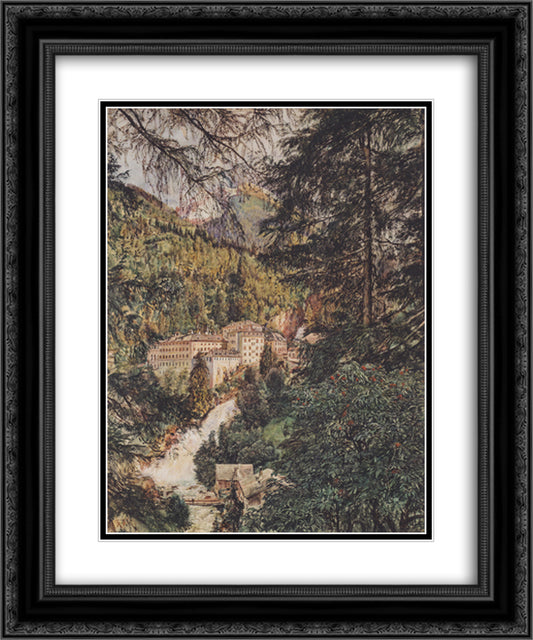 View of Bad Gastein 20x24 Black Ornate Wood Framed Art Print Poster with Double Matting by Alt, Rudolf von