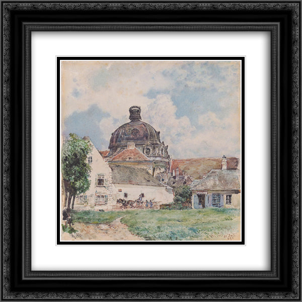 View of Klosterneuburg 20x20 Black Ornate Wood Framed Art Print Poster with Double Matting by Alt, Rudolf von