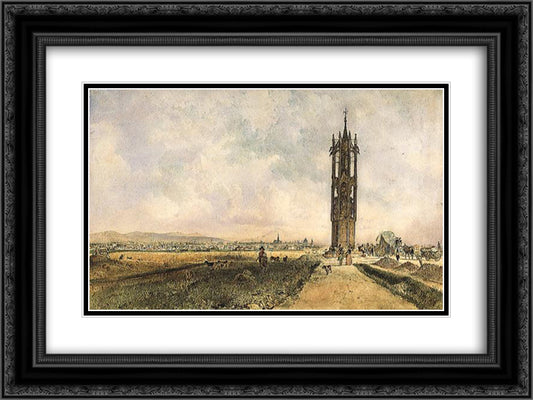 Wegsaule Spinner at the cross 24x18 Black Ornate Wood Framed Art Print Poster with Double Matting by Alt, Rudolf von