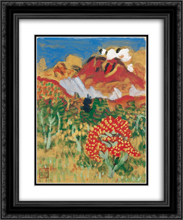 Autumn landscape 20x24 Black Ornate Wood Framed Art Print Poster with Double Matting by Umehara, Ryuzaburo