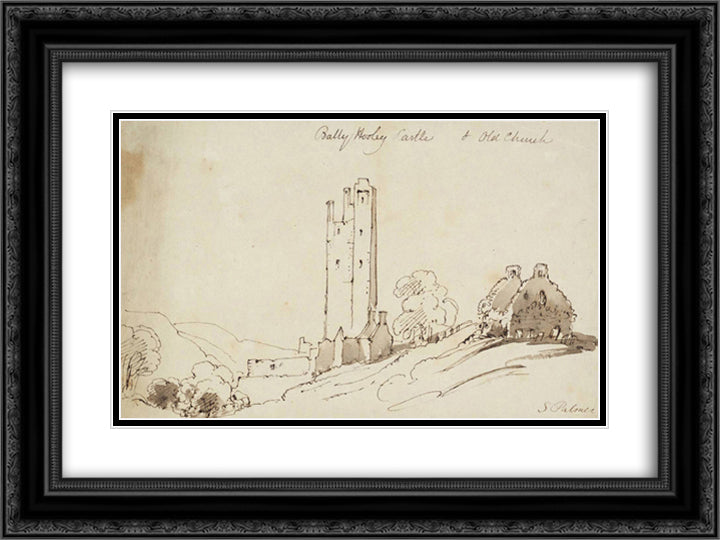 Bally Hooley Castle and Old Church 24x18 Black Ornate Wood Framed Art Print Poster with Double Matting by Palmer, Samuel