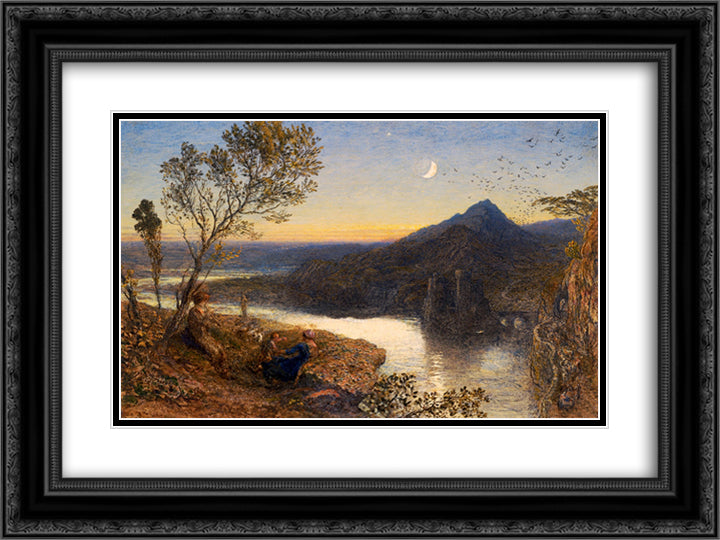 Classical River Scene 24x18 Black Ornate Wood Framed Art Print Poster with Double Matting by Palmer, Samuel