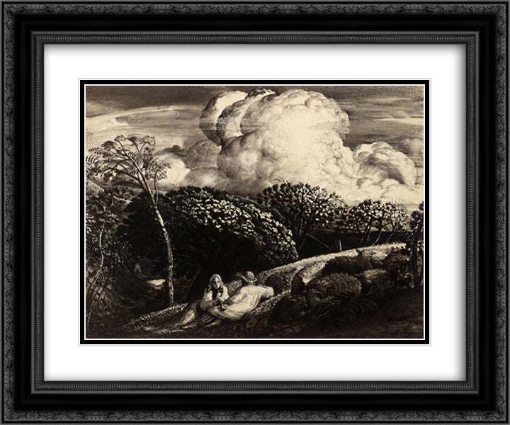 The Bright Cloud 24x20 Black Ornate Wood Framed Art Print Poster with Double Matting by Palmer, Samuel