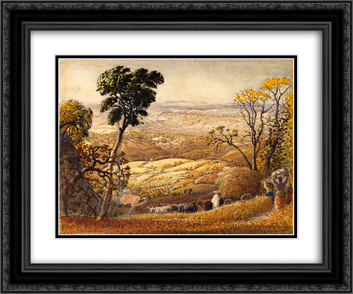 The Golden Valley 24x20 Black Ornate Wood Framed Art Print Poster with Double Matting by Palmer, Samuel