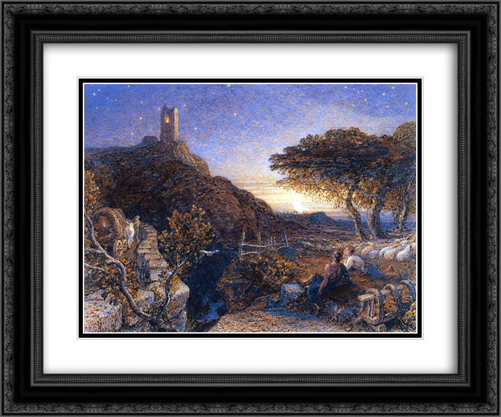 The Lonely Tower 24x20 Black Ornate Wood Framed Art Print Poster with Double Matting by Palmer, Samuel
