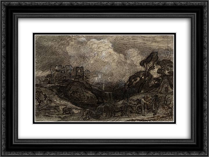 Virgil's Eclogue III 'Tis Gentle Phillis' 24x18 Black Ornate Wood Framed Art Print Poster with Double Matting by Palmer, Samuel